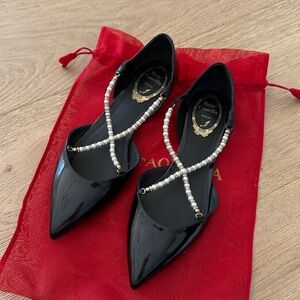 Rene Caovilla Pearl Beaded lace Flats